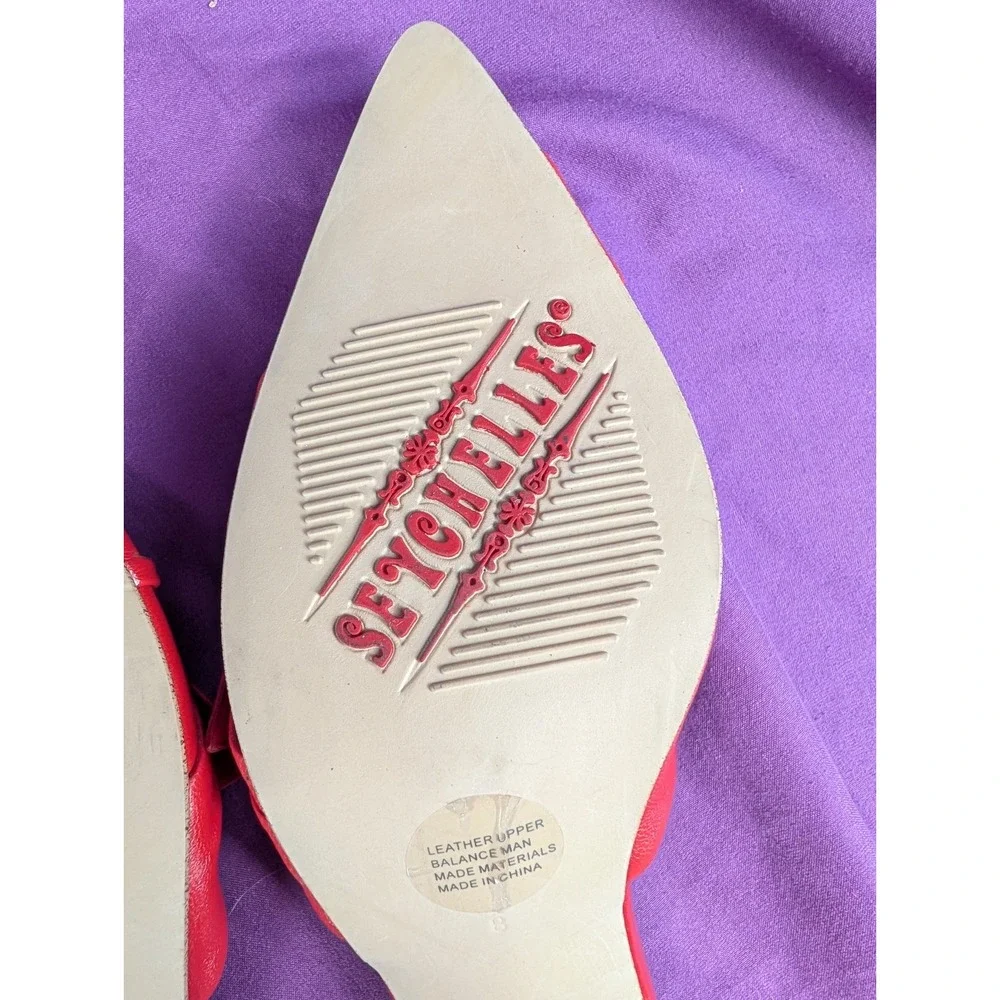 Seychelles Leather Raquel Red Sz 8 Goth Pointed Toe Layered Bow Slip on 3